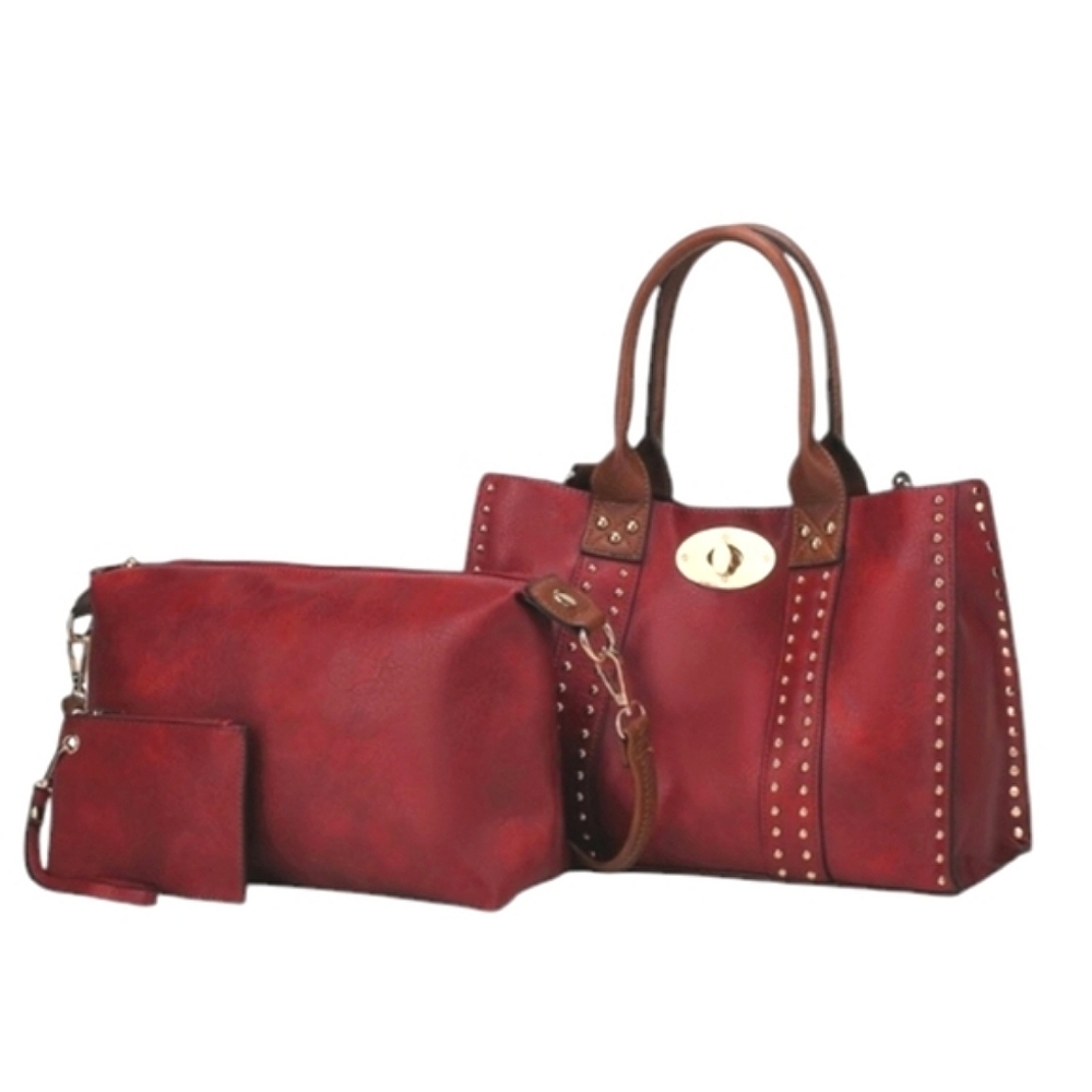 Maroon Studded Handbag Crossbody and Coin Holder NEW
